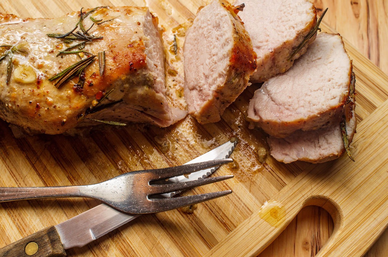 Pork Tenderloin with Purple Potato Purée & Gremolata