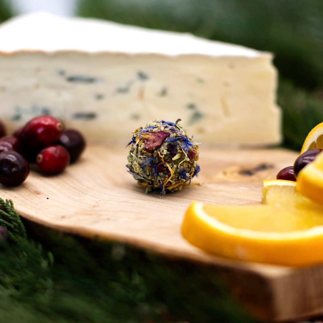 Red Wine & Orange-Cranberry Cambozola with Pepita Dust